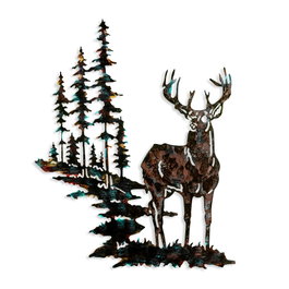 Wallity Deer Escultura de Pared de Metal Multicolor